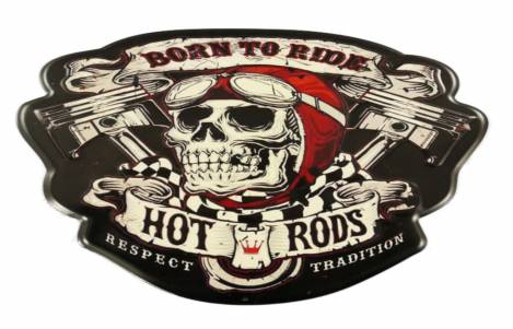 Blechschild Retro Born To Ride Skull Motorradfan