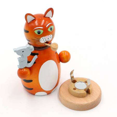 Räuchermännchen Holz Katze mit Maus orange garfield