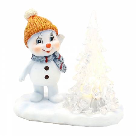 Polyresin Schneekinder + Led Acrylbaum