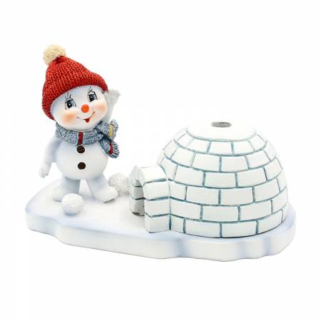 große Polyresin Schneekinder mit Räucher-Iglu SET