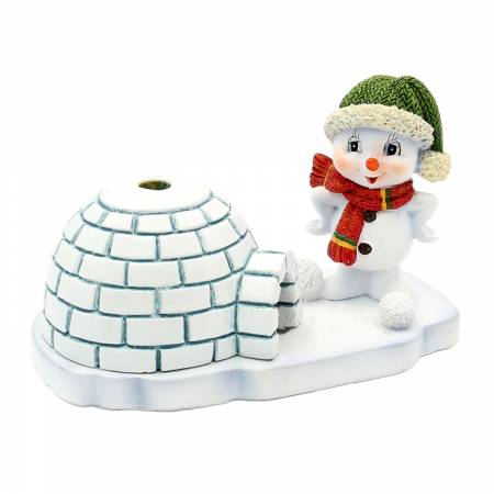 große Polyresin Schneekinder mit Räucher-Iglu SET