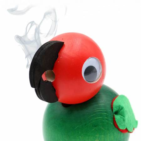 räucherfigur raucht aus schnabel bunter papagei grün rot