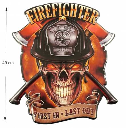 Blechschild Fire Fighter First Feuerwehr Dekoschild Retro
