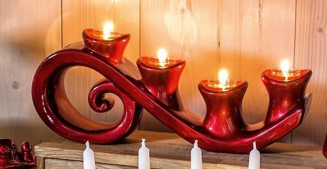 keramik adventsleuchter rot teelichtleuchter