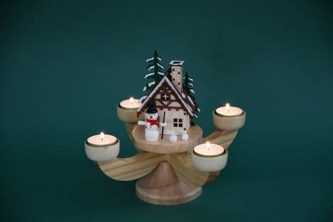Adventsleuchter mit Räucherhaus + Teelichte