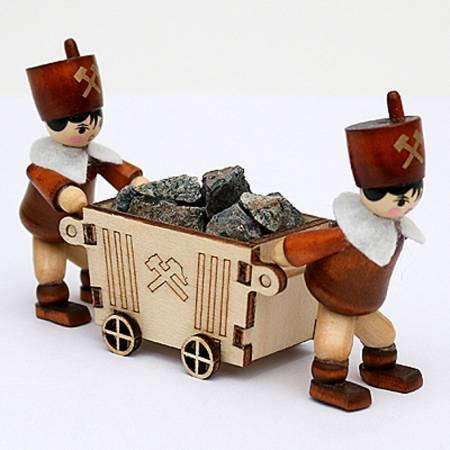 Holz Miniaturfiguren bergmänner farbig miniaturen mit erzlore