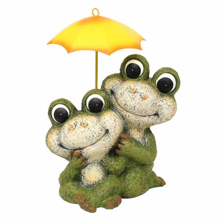 Gartendeko-Set Frosch Florian & Bella mit Sonnenschirm Aussendeko