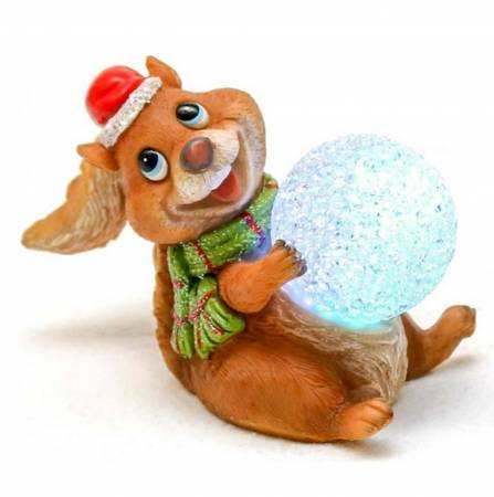 Weihnachts Eichhörnchen lustig mit Led Kugel hier figur lustig beleuchtet