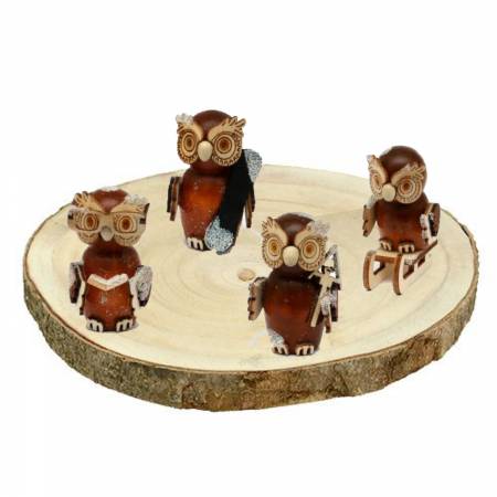 Miniaturen Holz Eulenfiguren 4er Set