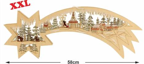fensterbild Led beleuchtetes Sternenschweif fensterbild Holzkunst Seiffener Dorf