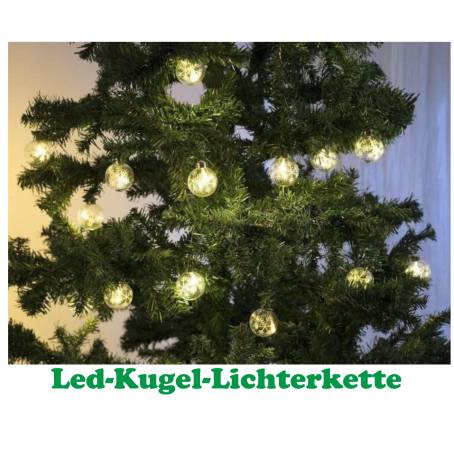 LED Lichterkette mit Weihnachtskugeln klar warmweiss