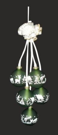 Leuchtgehänge Kugelgehänge - Thüringer Glaskugelschmuck Waldhaus tannengrün