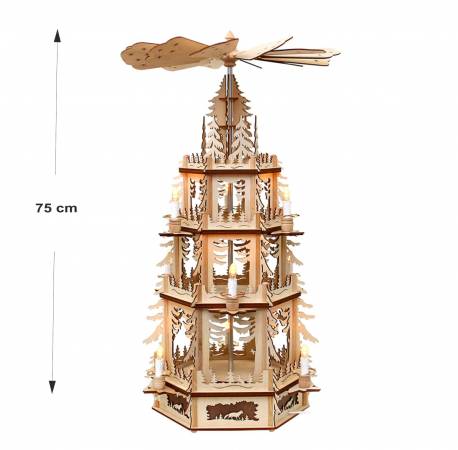 XXL Holz Weihnachtspyramide Waldmotiv, 4-stöckig Erzgebirge und Tirol