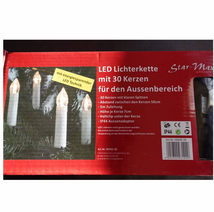 LED-Baumlichterkette aussen  Kerzenlichterkette, 30 LEDs
