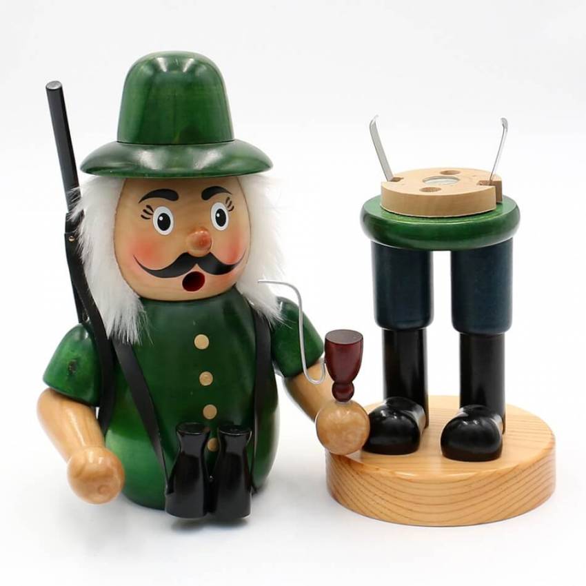 XL Räucherfigur- Förster mit Gewehr und Fernglas XL