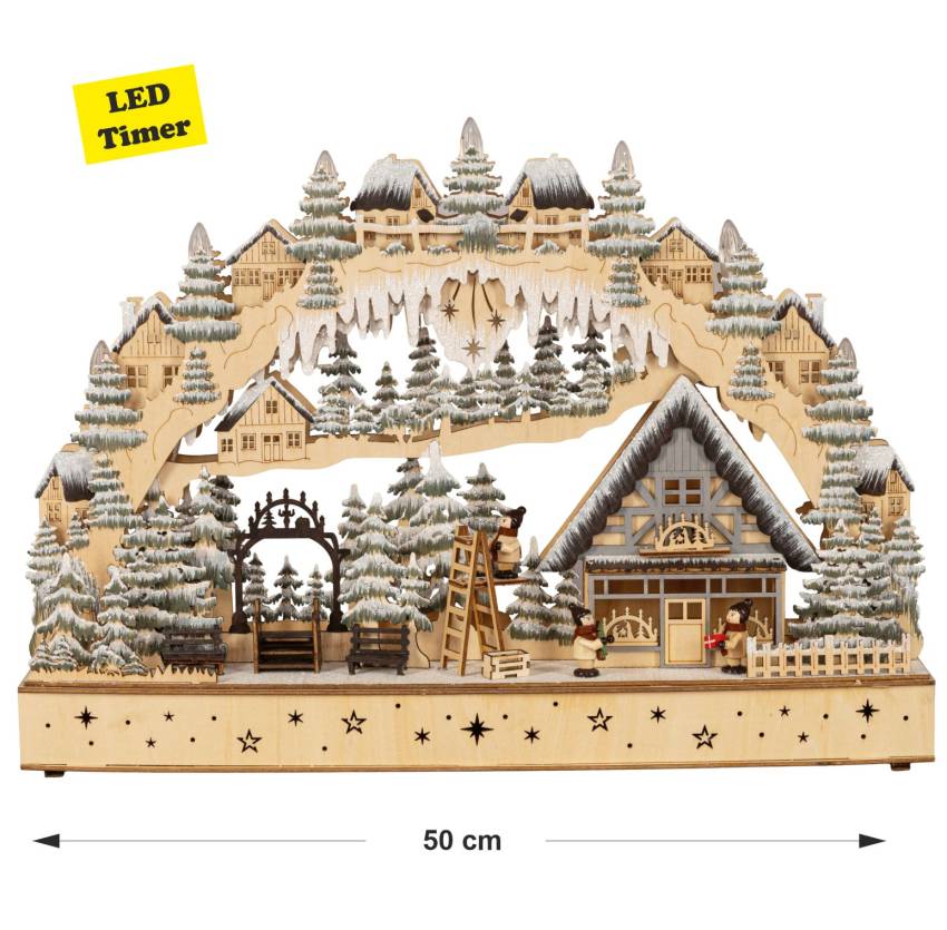 Lichterbogen Schwibbogen Wintertraum Holz Led beleuchtet CLB00-2210