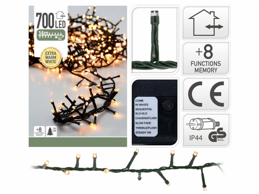 cluster büschel led lichterkette mit trafo aussen warm weiss mit funktionen