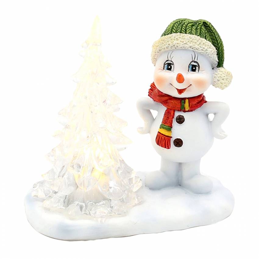 Polyresin Schneekinder + Led Acrylbaum