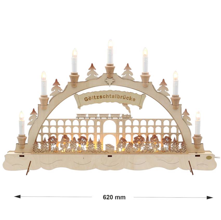 XL Holz Schwibbogen "Göltzschtalbrücke" Led Erzgebirge Holzkunst-vogtland