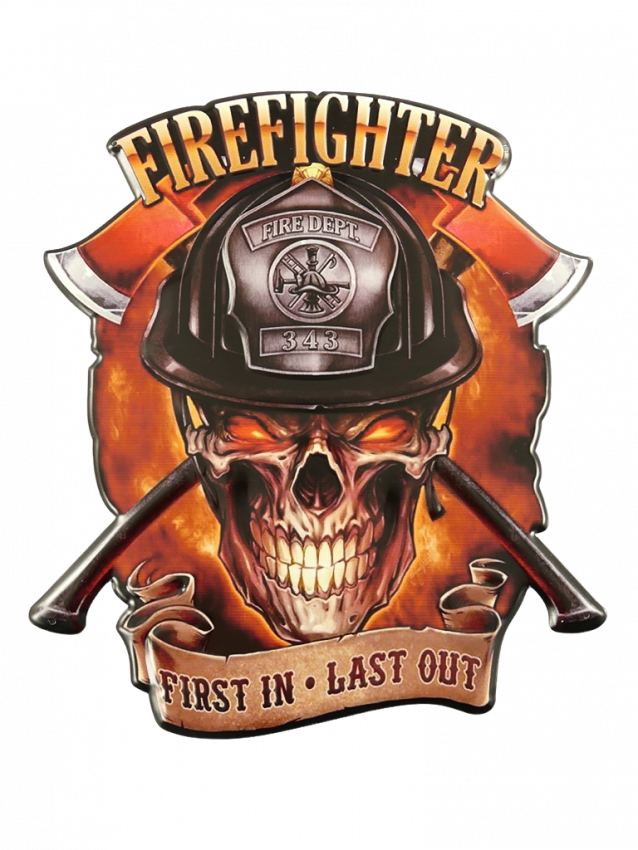 Blechschild Fire Fighter First Feuerwehr Dekoschild Retro wandschild