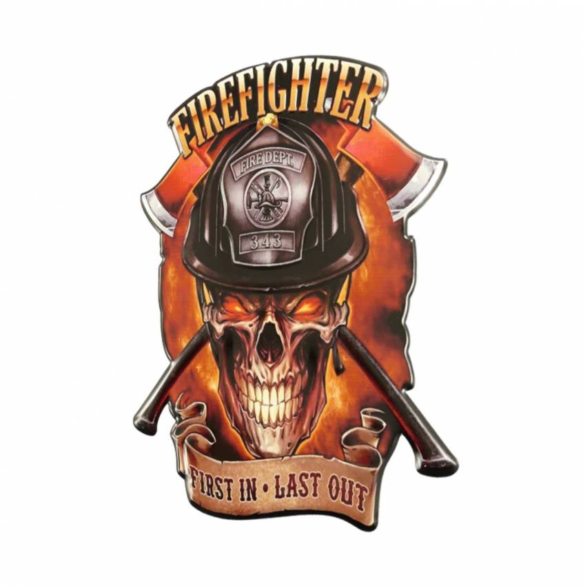Blechschild Fire Fighter First Feuerwehr Dekoschild Retro wandschild