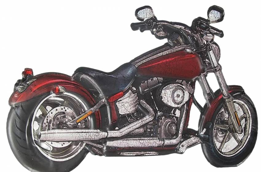 Blechschild Wandschild geprägt und Konturen gestanzt Motorrad