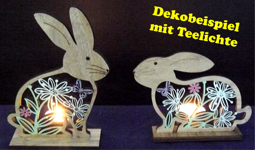 osterhasen-diorama mit teelichte