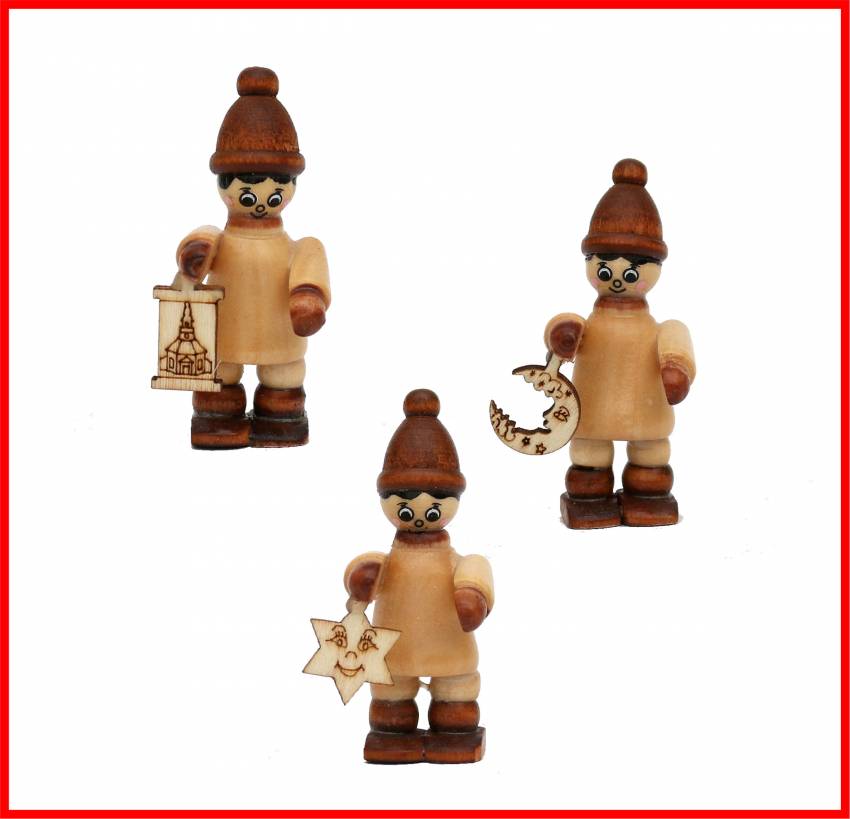 holzfiguren holzminiaturen figuren winterkinder laternenkinder