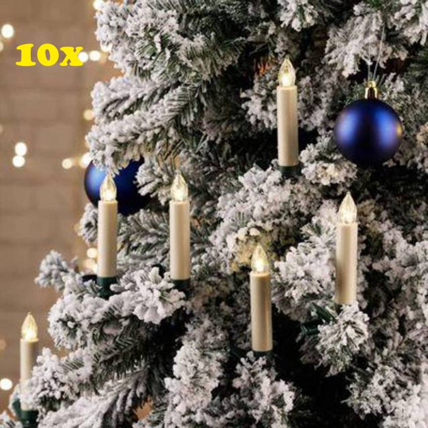 Led Weihnachtsbaumkerzen -Set, 10 kabellose Baumkerzen mit Fernbedienung