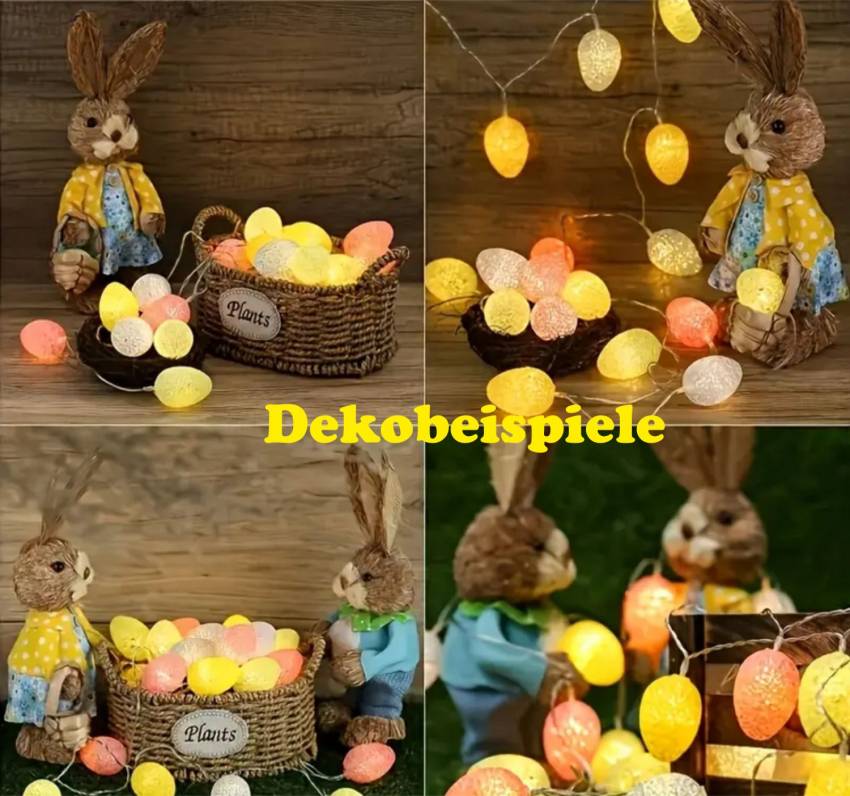 Beleuchtete Osterdeko 10er LED Lichterkette Oster-Eier