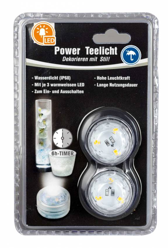 Timer Teelichter je 3 SMD-LEDs Batteriebetrieb wasserdicht