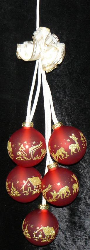 Leuchtgehänge Kugelgehänge - Thüringer Glaskugelschmuck Waldhaus weihnachtsrot