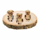 Miniaturen Holz Eulenfiguren beige 3er Set