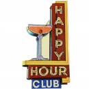 großes Wandschild Blechschild Happy Hour Club Cocktail Bar Kneipe Shabby